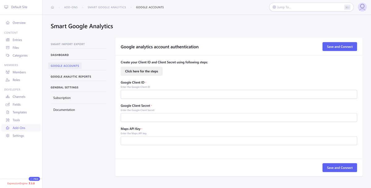 Dashboard view within Smart Google Analytics showing a bar chart