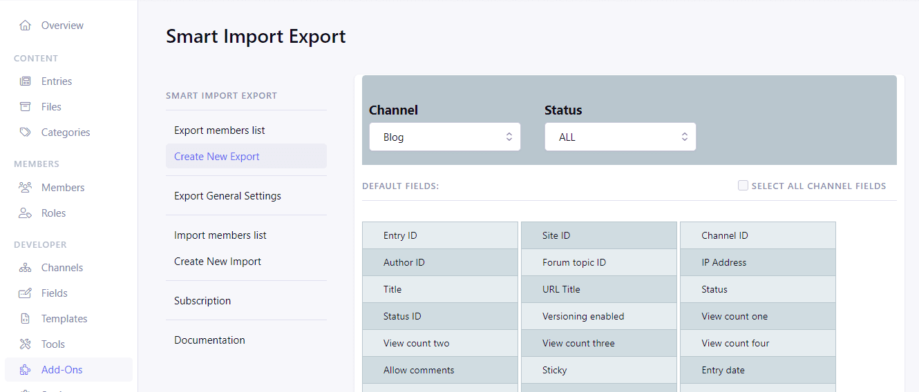 Create New Export
