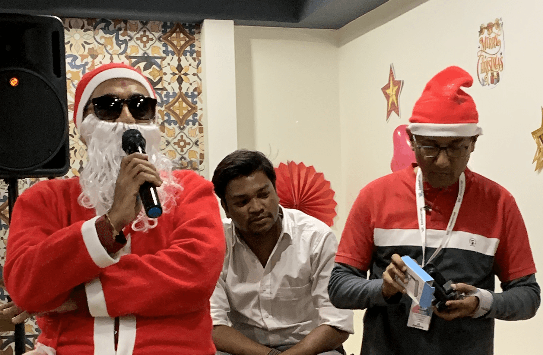 Jolly Santa Claus bringing joy to the event.