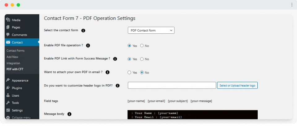 PDF Contact Form