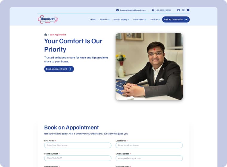 Book An Appointment At Bapashri