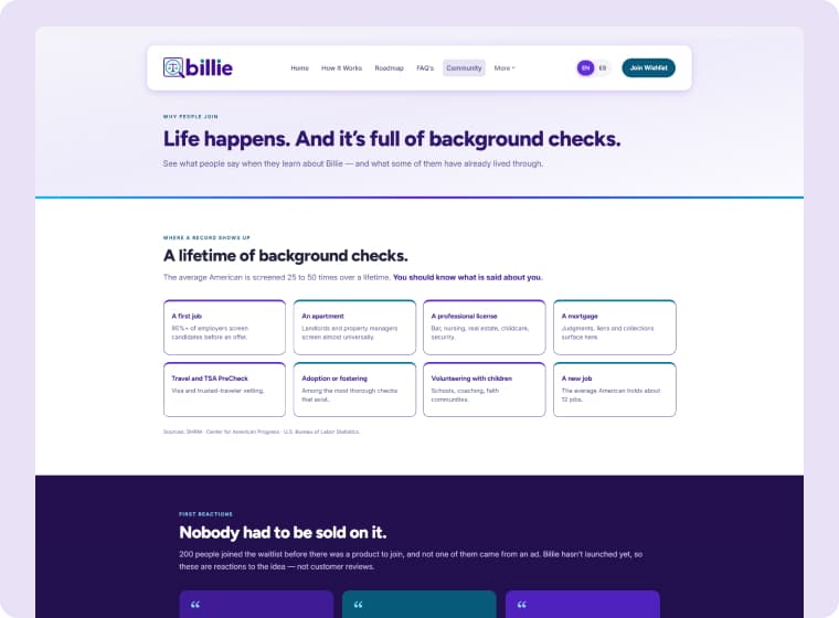 Community Website Page