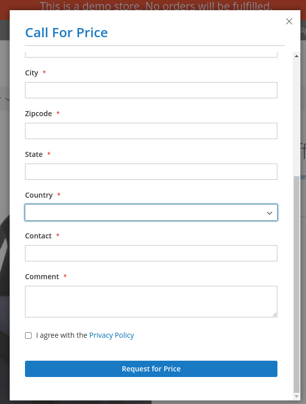 Privacy link for the form