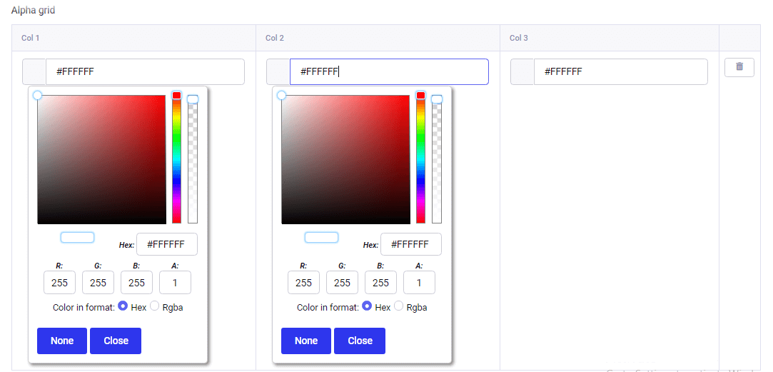 Alpha Color Picker Field for ExpressionEngine - Examples